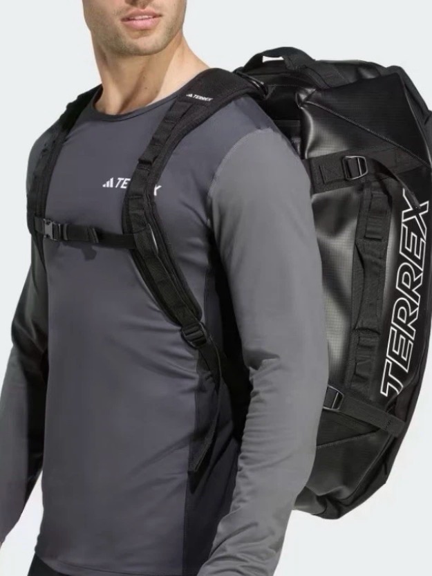 New Adidas Terrex Black Duffel Backpack With Shoulder Straps 100l